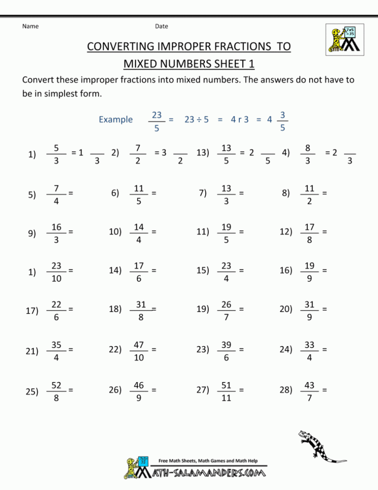 Fractions Worksheets Grade 6 Pdf