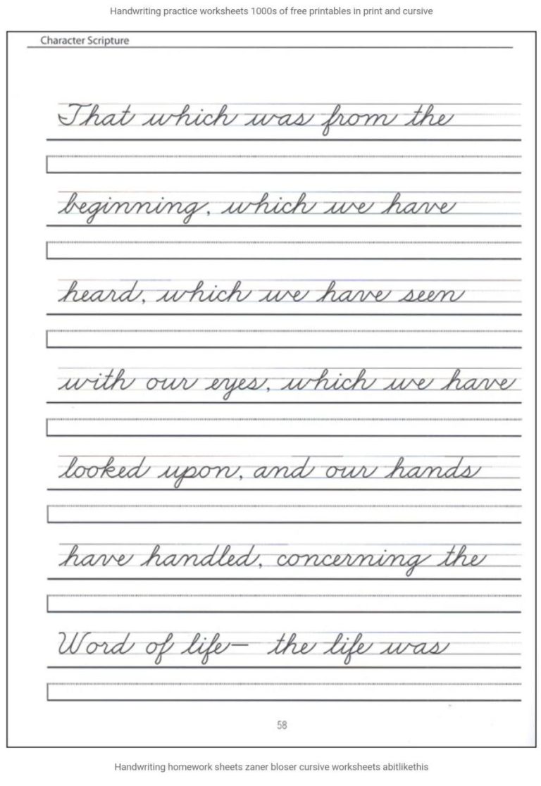 5th Grade Free Cursive Worksheets