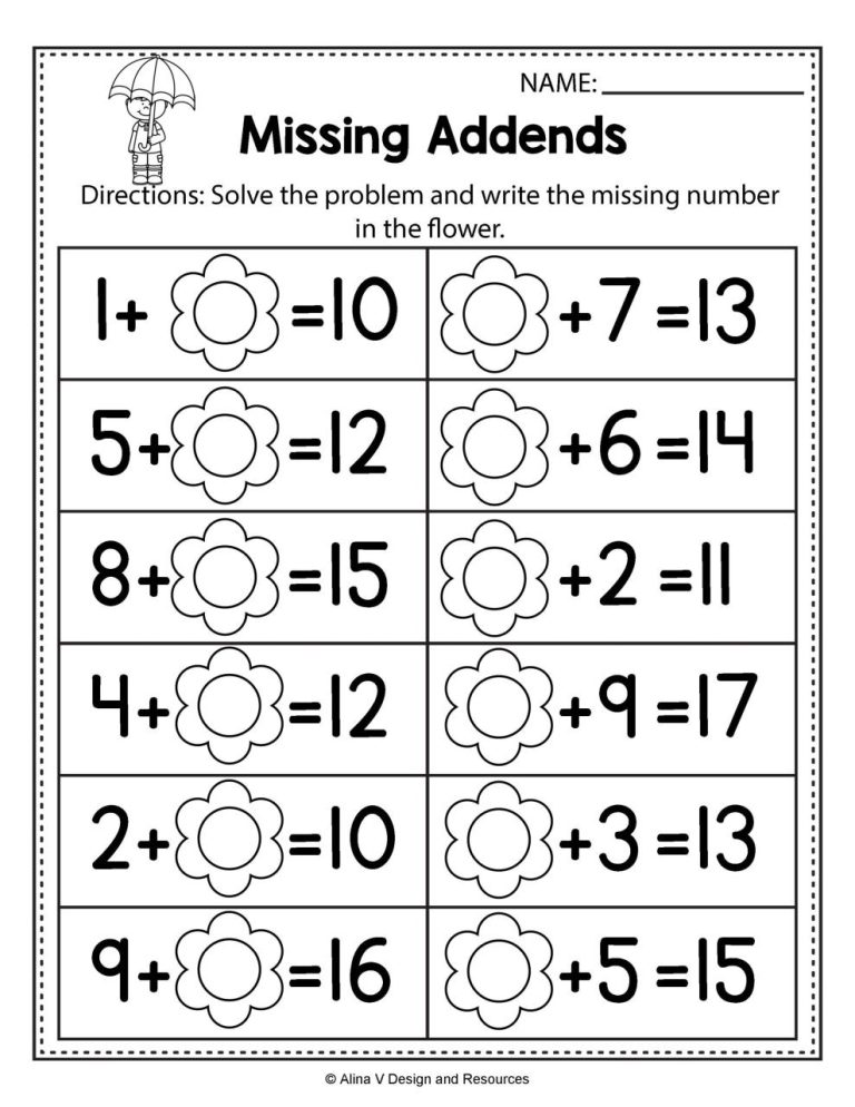 First Grade Math Worksheets Free