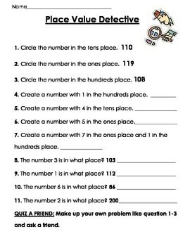 Third Grade Worksheets For Place Value Grade 3