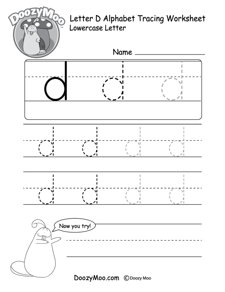 Tracing Letter D Worksheets For Kindergarten