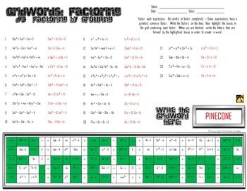 Algebra Factoring By Grouping Worksheet