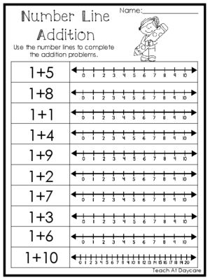 Number Line Worksheets For Kindergarten