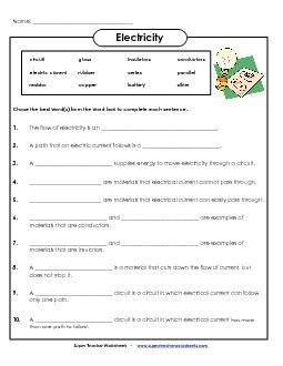 Electricity Worksheet Grade 4