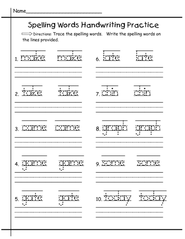 Handwriting Sheets 1st Grade