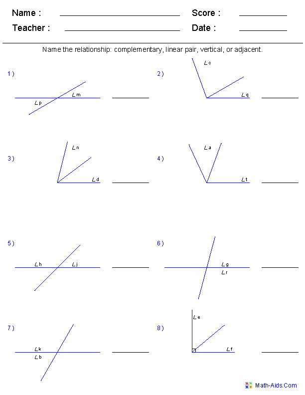 Measuring Angles Worksheet Answer Key