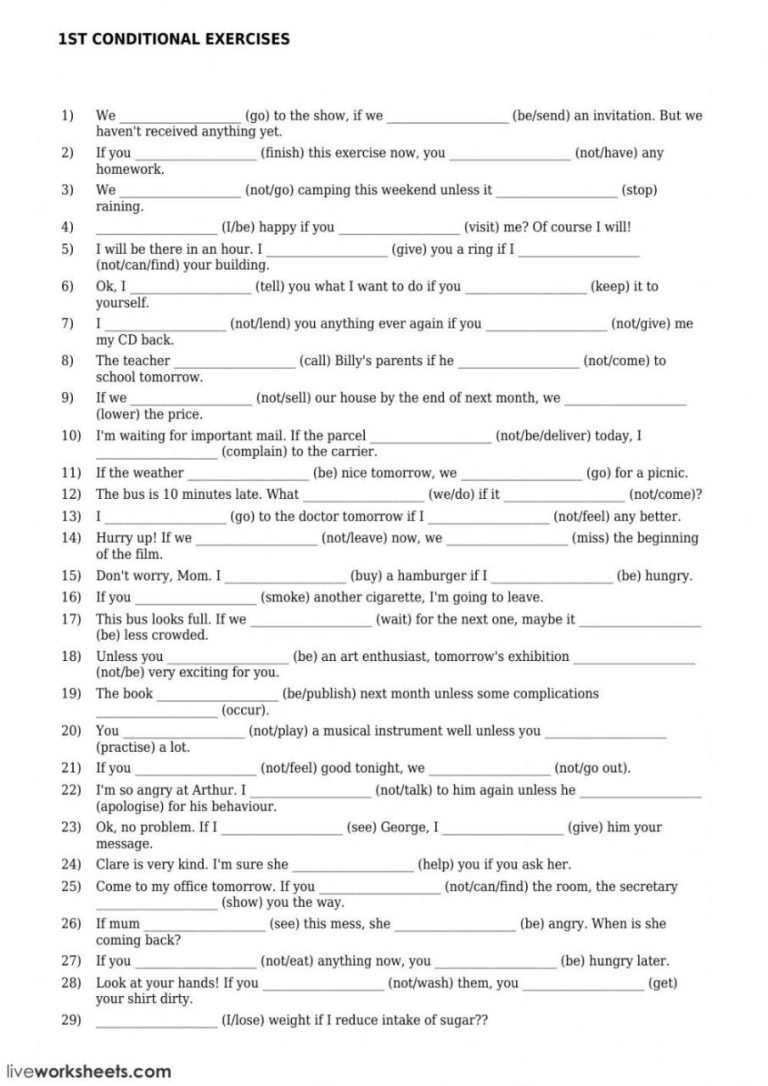 Conditionals Worksheet Pdf