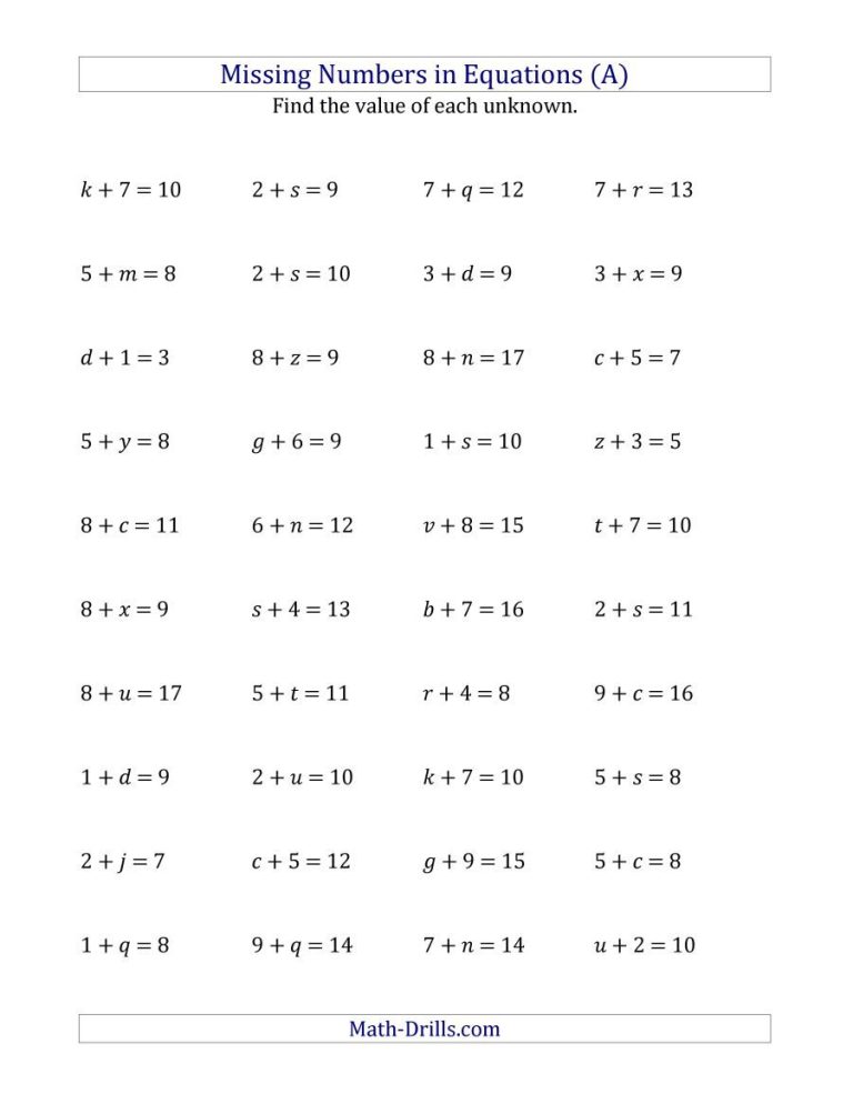 Grade 9 Solving Equations With Fractions Worksheet