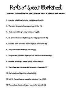 Identifying Nouns Worksheet 6th Grade