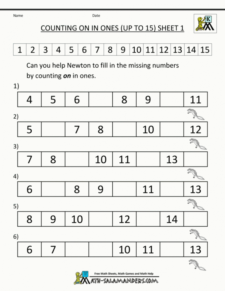 Number Recognition Worksheets Free