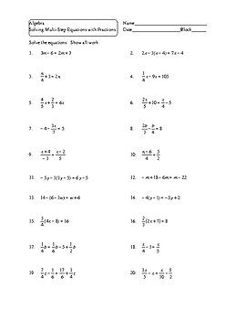 Solving For A Variable Worksheet Pdf