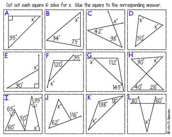 8th Grade Angles In A Triangle Worksheet