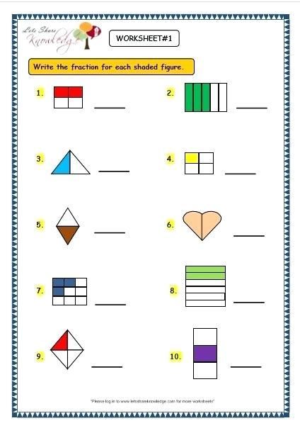 Naming Fractions Worksheets Grade 2