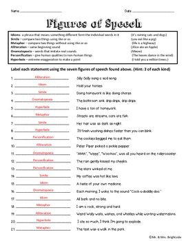 7th Grade Figurative Language Worksheets With Answers