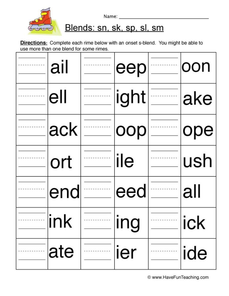 Blends Worksheets Grade 2