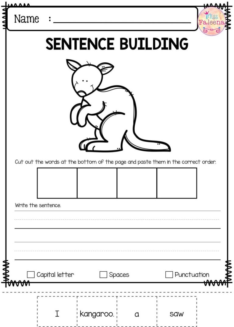 1st Grade Free Sentence Structure Worksheets