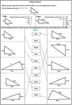 Pythagorean Theorem Worksheet Answers Key