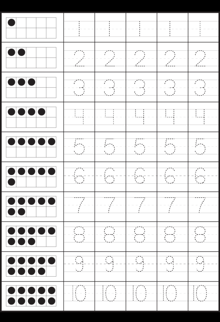 Tracing Numbers Worksheets Preschool