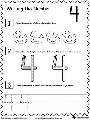 Preschool Worksheets Numbers 4