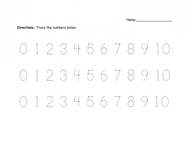 Number Writing Practice 0-10