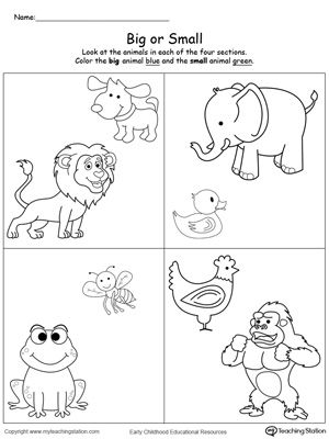 Big Small Worksheet For Nursery