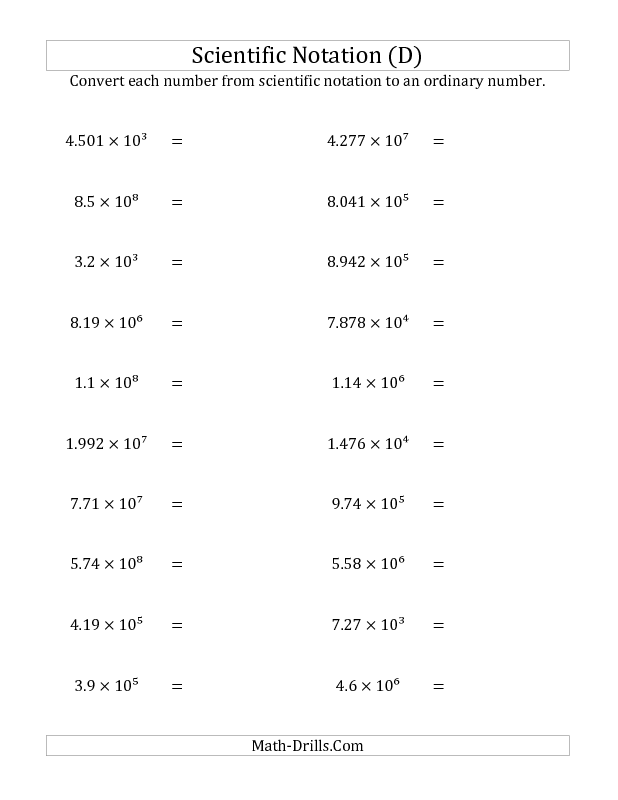 9th Grade Scientific Notation Worksheet Works Answers