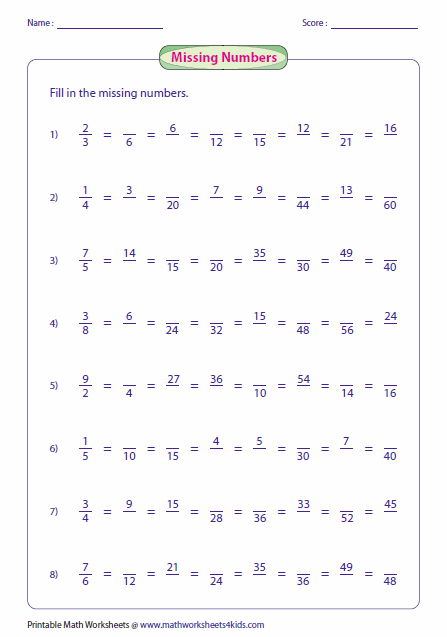 Equivalent Fractions Worksheet Grade 5 Answer Key