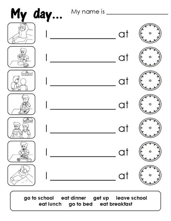 Daily Activities Worksheet For Kids