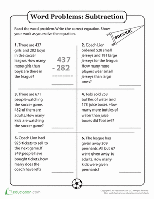 3rd Grade Addition And Subtraction Word Problems