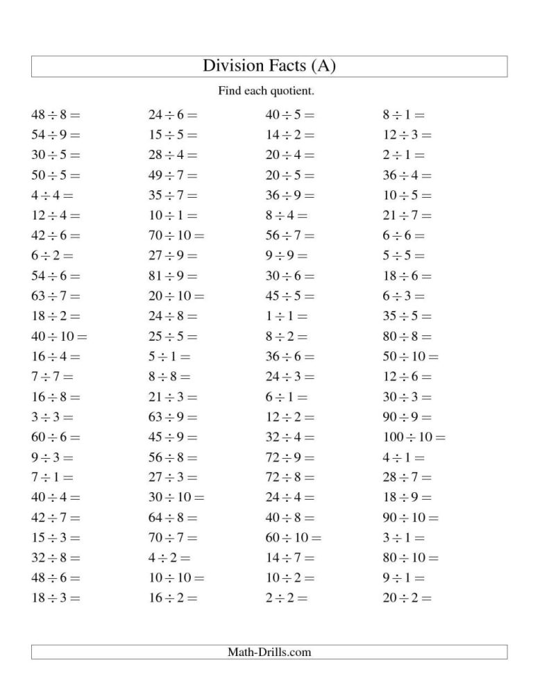 Math Drills Division