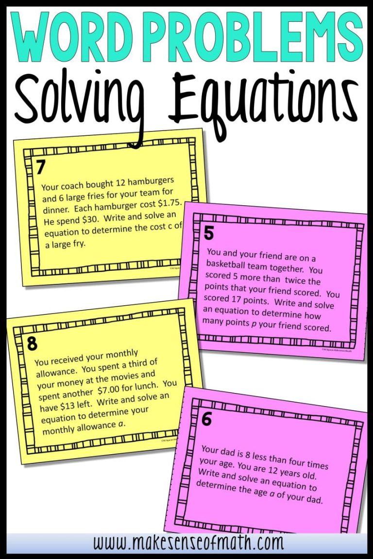 7th Grade Age Word Problems Worksheet