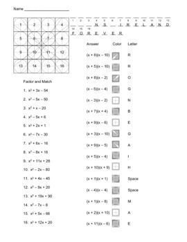 Factoring Quadratic Equations Worksheet Doc