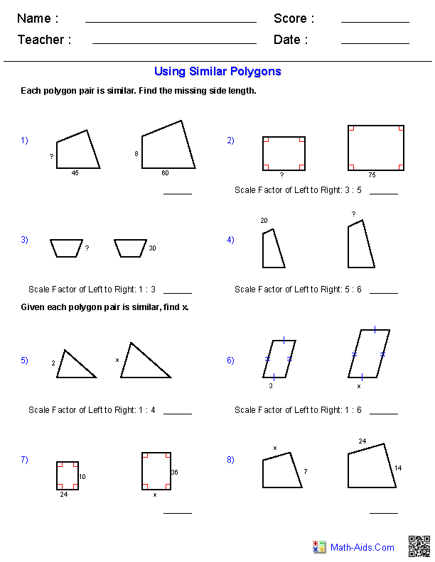 Congruent And Similar Polygons Worksheet