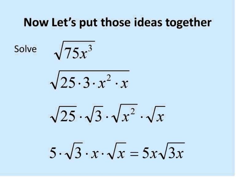 Pre Algebra Simplifying Square Roots Worksheet