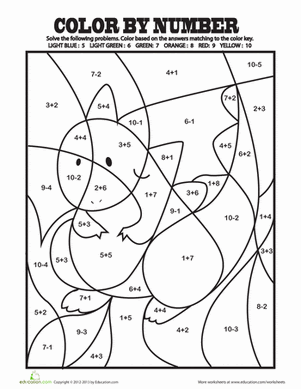 Color By Number Worksheets For 1st Grade