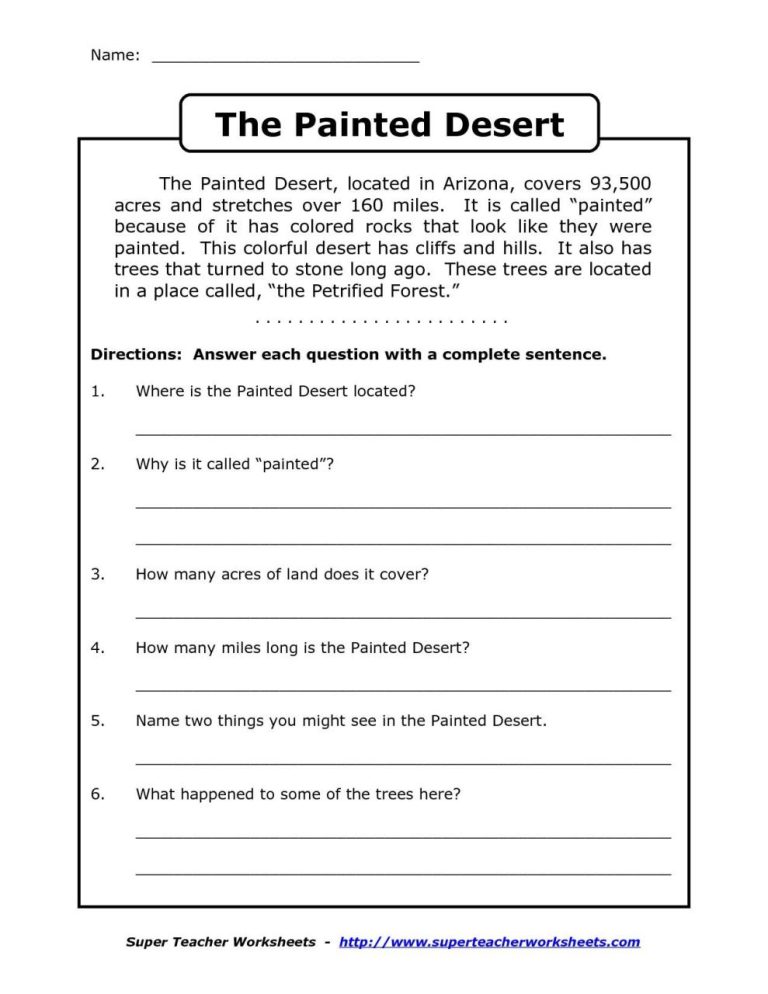 Year 4 Reading Comprehension Worksheets