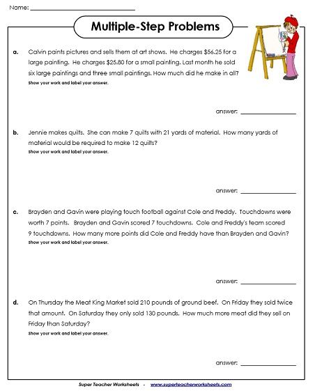 Multi Step Addition And Subtraction Word Problems 4th Grade Pdf