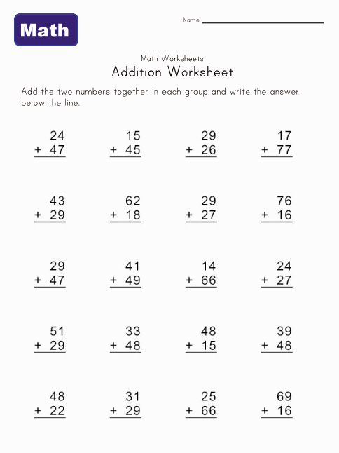 Math Sheets Addition Printable