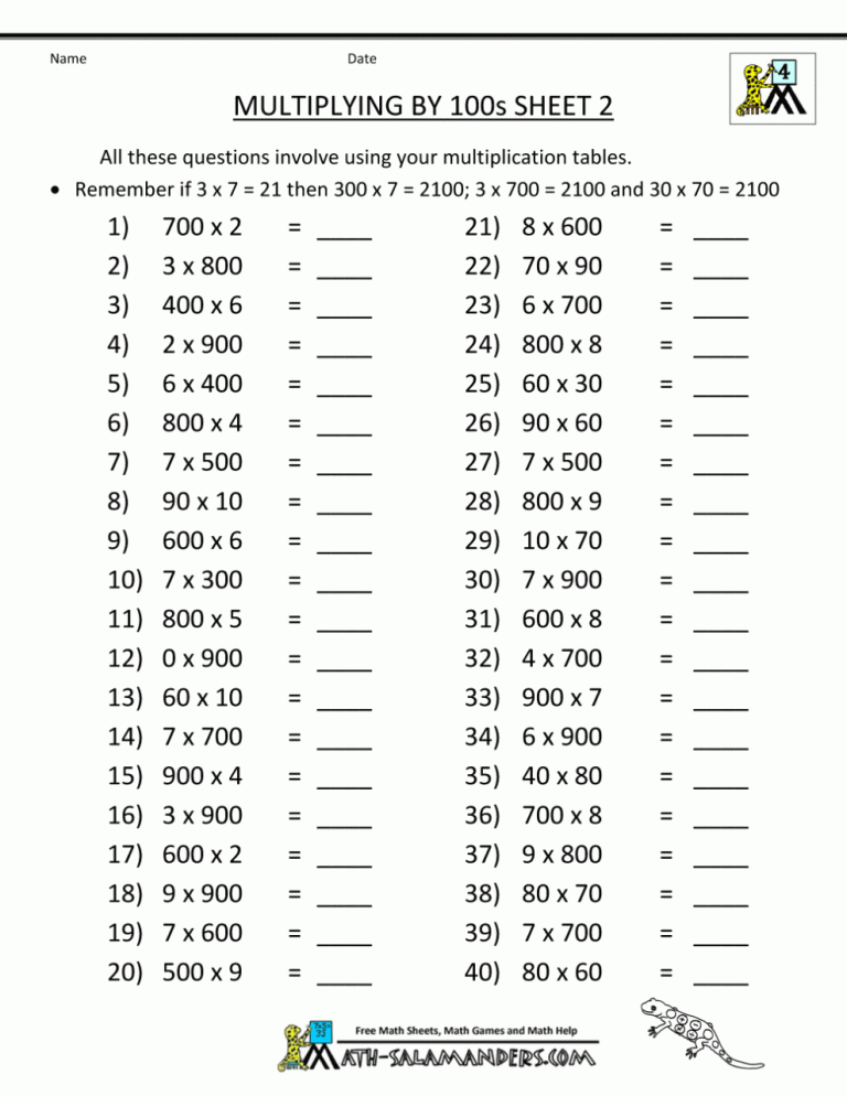 Multiplication And Division For Class 4