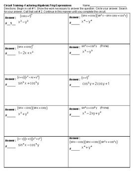 Precalculus Factoring Review Worksheet Answers