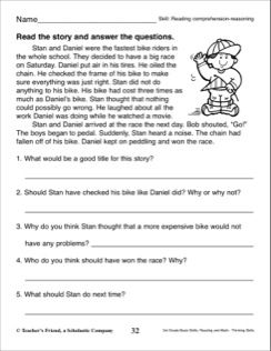 Comprehension Worksheets For Grade 3 With Answers