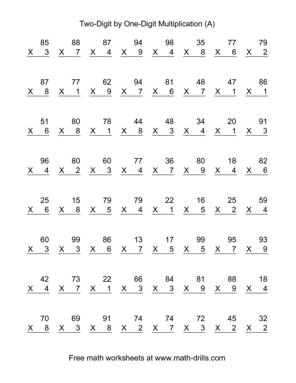 Math Drills Multiplication By 9