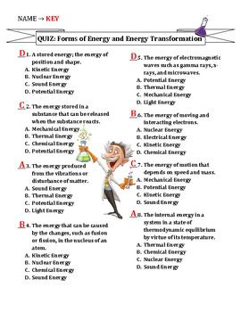 Energy Transformation Worksheet With Answers