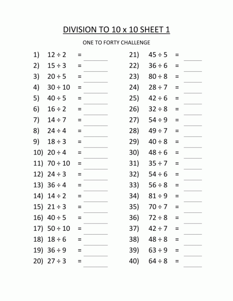 3rd Grade Math Worksheets Multiplication And Division