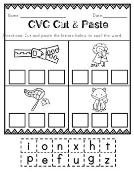 Cut And Paste Cvc Worksheets Free