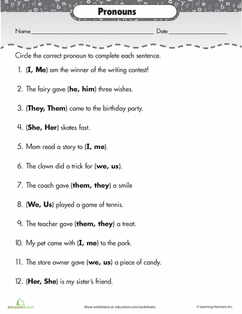 3rd Grade Object Pronouns Worksheet