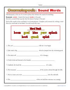 Onomatopoeia Worksheets Grade 5