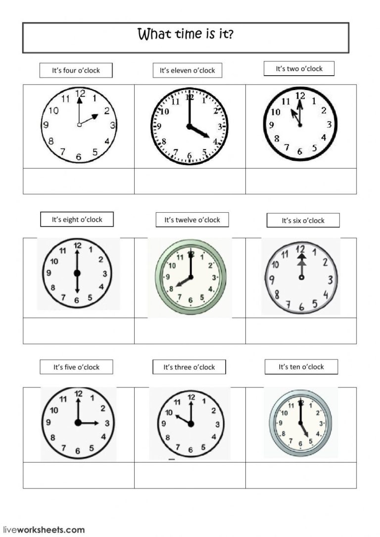 Exercises Telling Time Worksheets Pdf