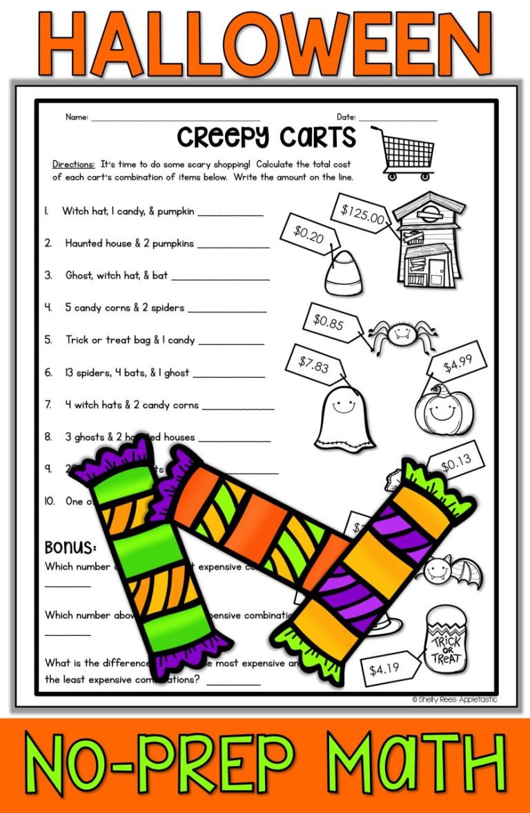 6th Grade Halloween Math Worksheets