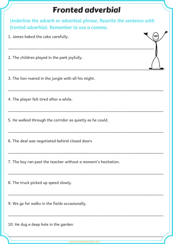 Adverbial Phrase Worksheet